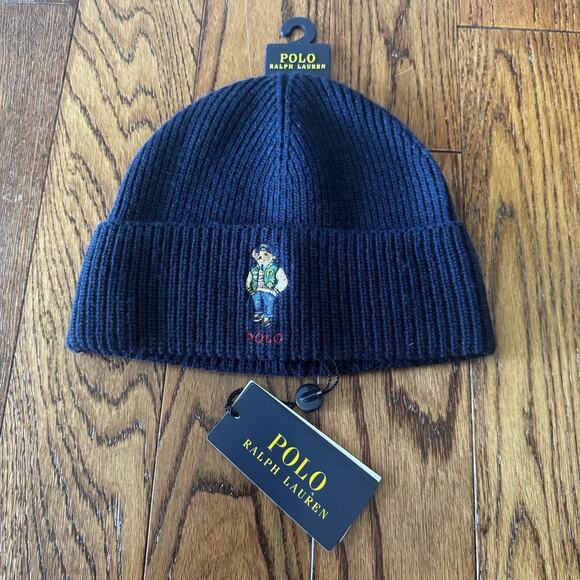 Polo Ralph Lauren Beanie Hat Embroidered Collegiate Varsity Bear NWT New PC1299 - Picture 1 of 10